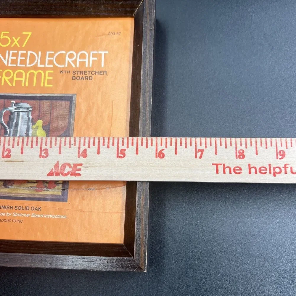 Vintage 5x7 Needlecraft Frame‎ Only Walnut Finish Solid Oak #203-57